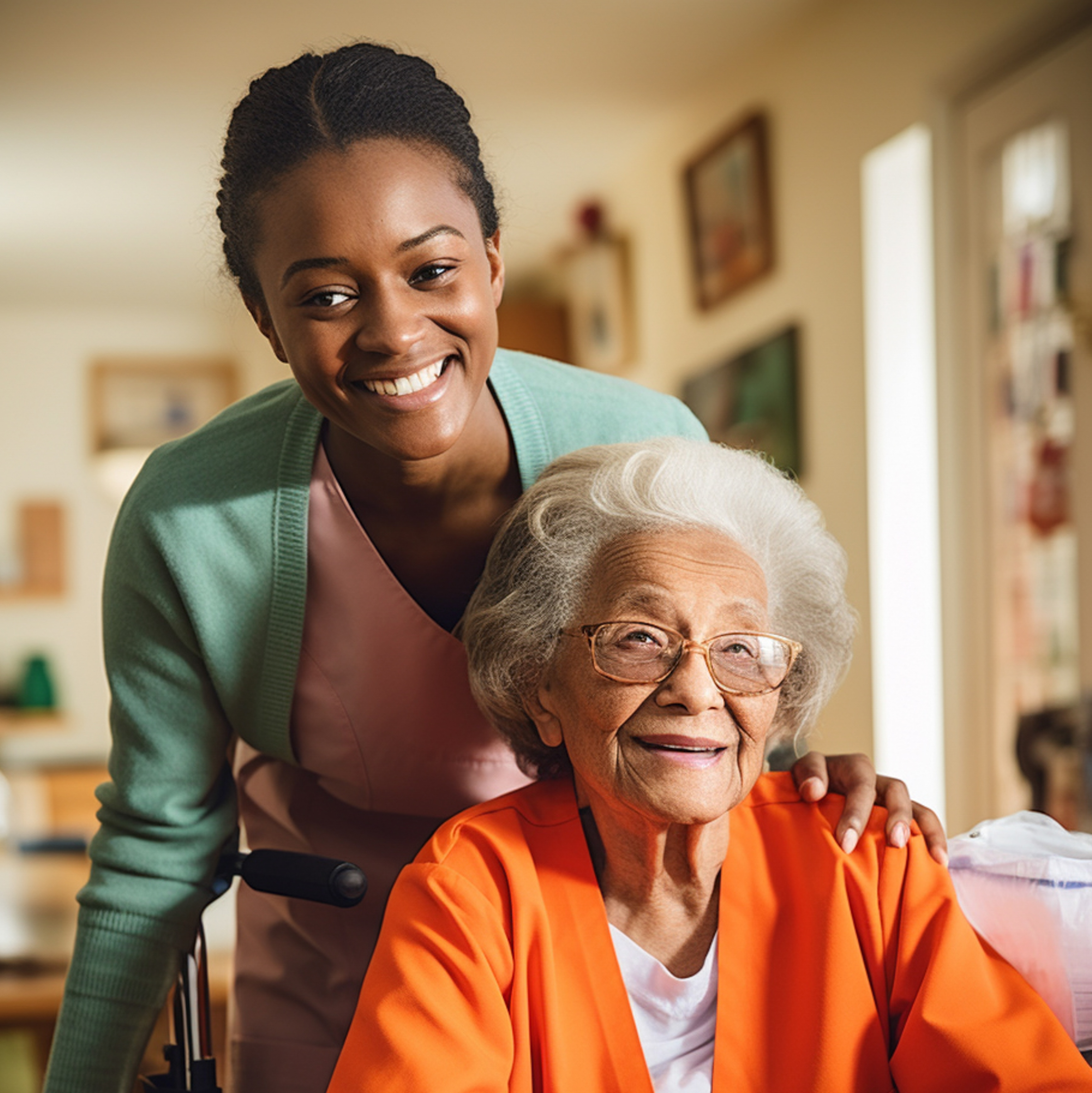 Care professionals and clients sharing a moment